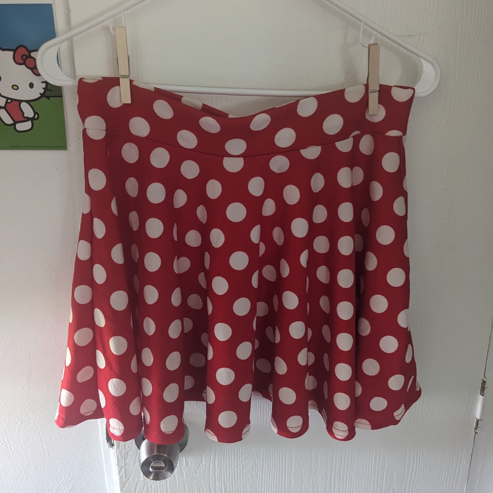 Uniqlo Red Pleated Mini Skater Skirt